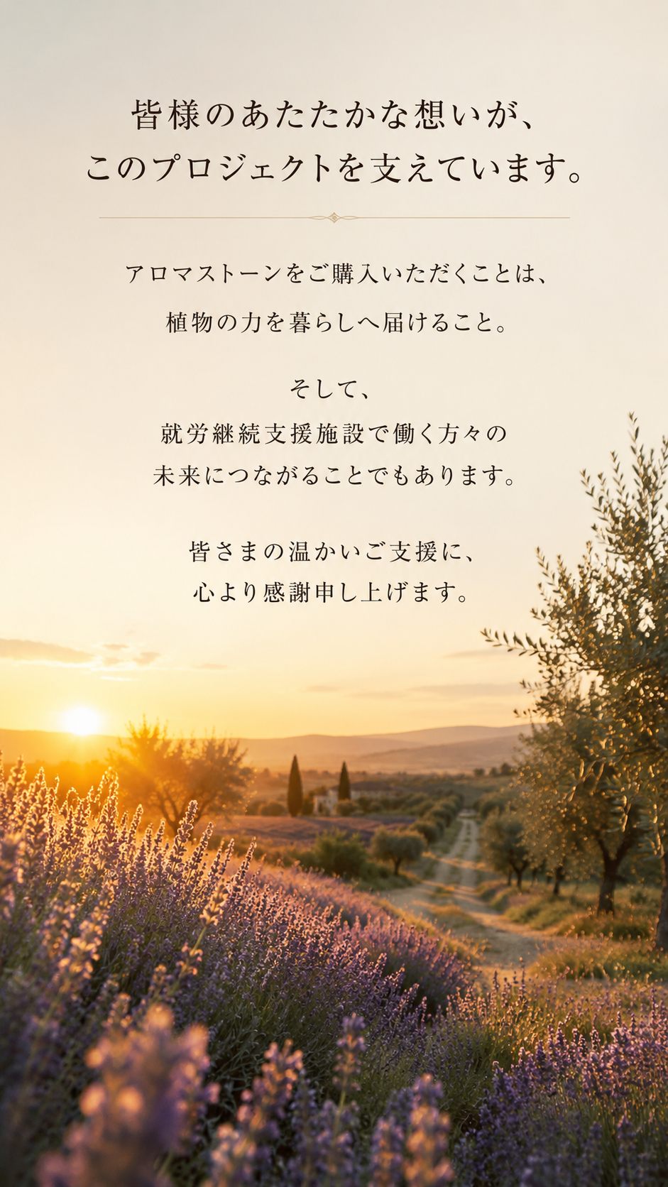 皆様のあたたかな想いが、このプロジェクトを支えています